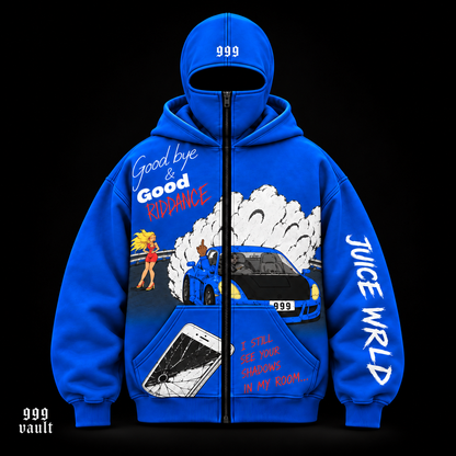 Blue 999 vault Juice WRLD full zip hoodie